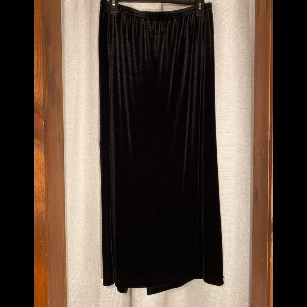 COPY - Black velvet ankle length skirt.